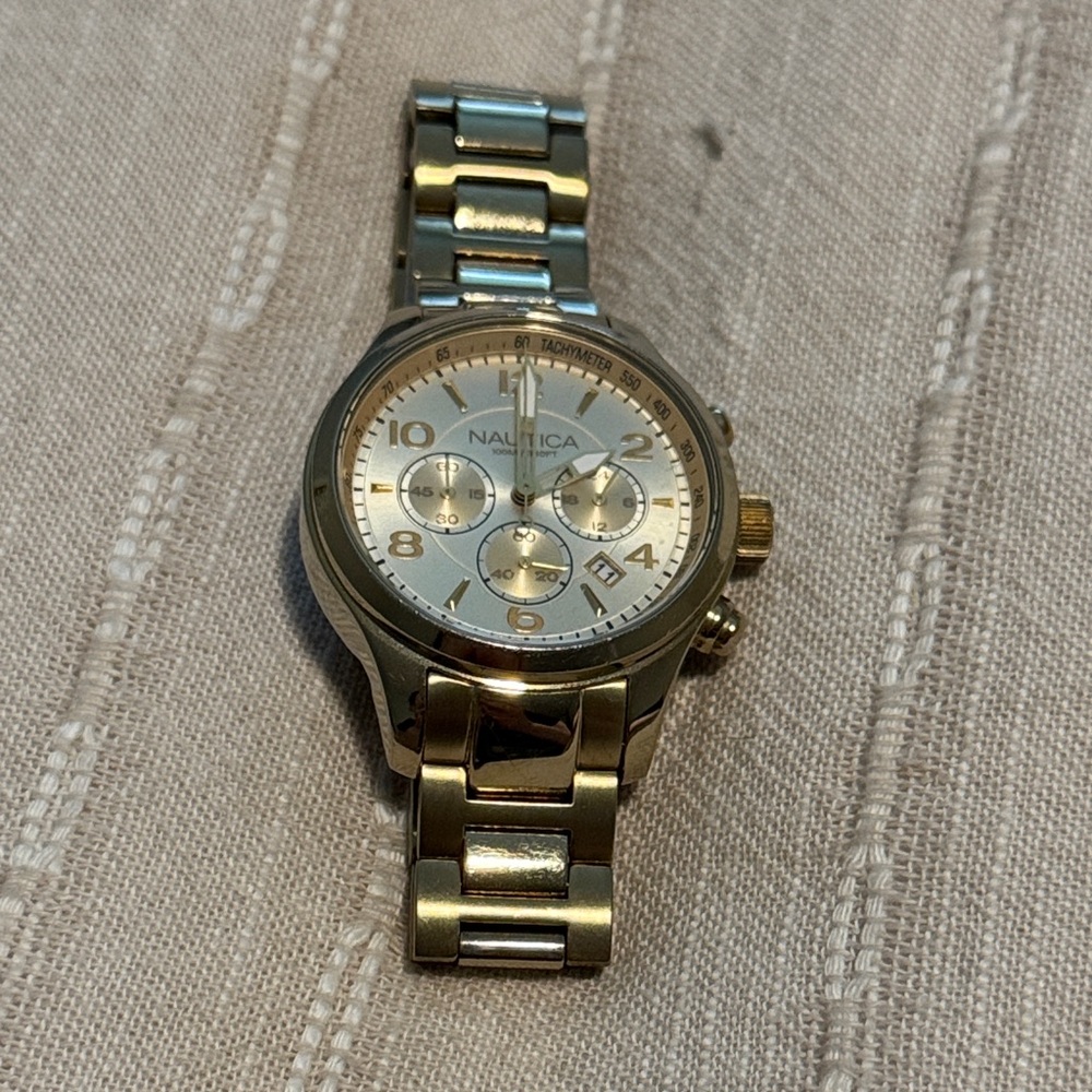 Nautica Gold Chronograph Watch